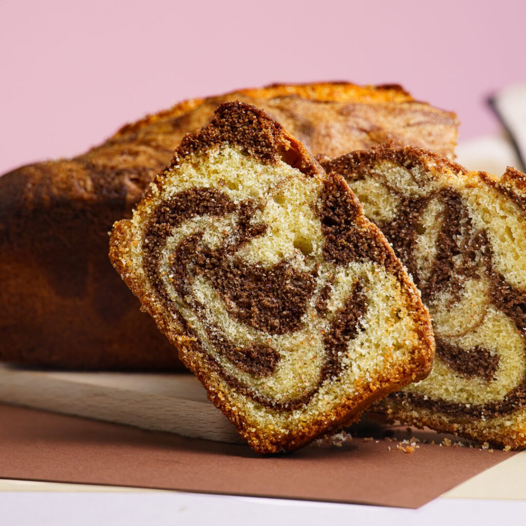 Cake marbré chocolat vanille